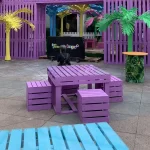 tables and stools for roadshow event at Bugis+