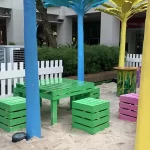 decoration, tables and stools for roadshow event at Bugis+