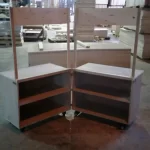 foldable vendor stall with hinge on wheels