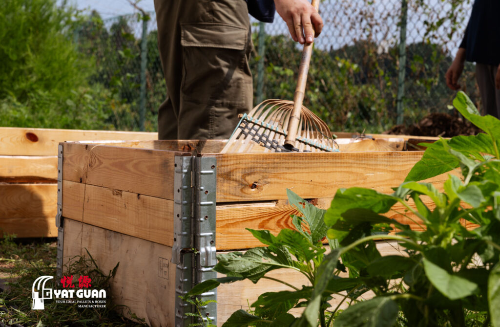 Yat Guan recycled pallet collars used in gardening