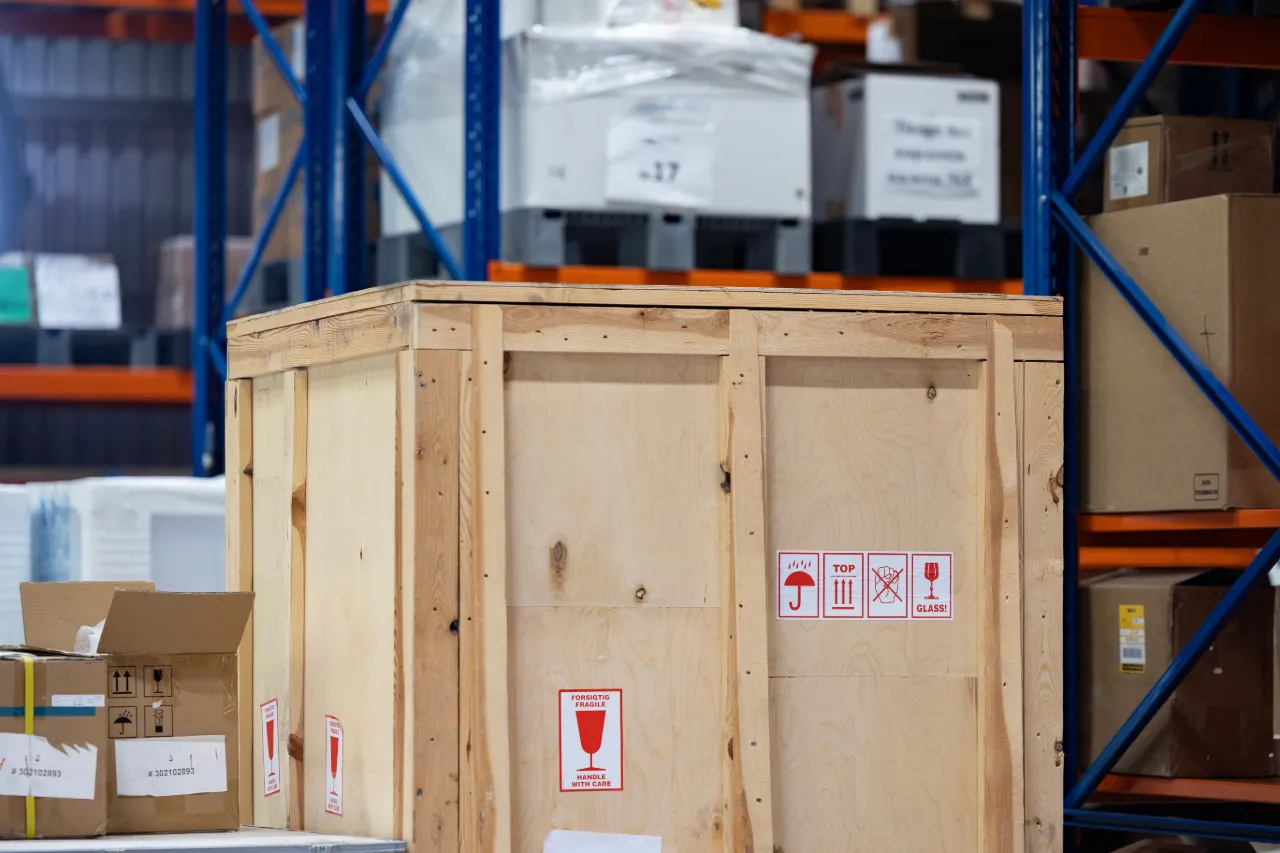 Large plywood crate for shipment